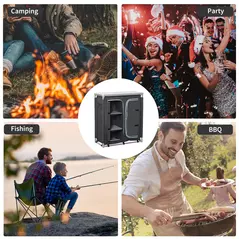 Outsunny Aluminum Camping Cupboard, Camping Kitchen Station Cook Table with 3-Shelf, Storage Organiser for BBQ Party Picnic - 5