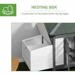 PawHut Chicken Coop Small Animal Pet Cage w/ Nesting Box Outdoor Run Wooden - 6