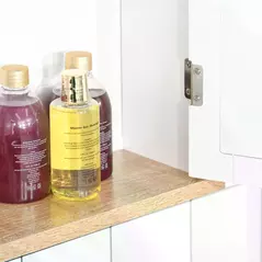 kleankin Bathroom Mirror Cabinet Wall Mounted Storage Cupboard with Double Door and Adjustable Shelf, White - 7