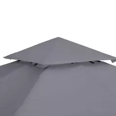Outsunny 3(m) Gazebo Top Cover Double Tier Canopy Replacement Pavilion Roof Deep Grey - 9
