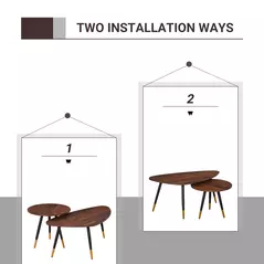 HOMCOM Set of Two Scandinavian-Style Coffee Tables - Walnut - 5