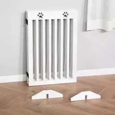 PawHut Wooden Pet Gate Foldable Freestanding Dog Safety Barrier w/ Support Feet - 8