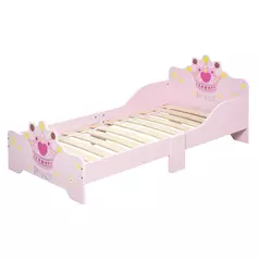 HOMCOM Kids Toddler Bed Princess Crown Theme Safety Side Rails Slats Home Bedroom Furniture Boys Girls 3-6 Years Pink 143 x 73 x 60 cm - 8
