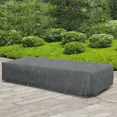 Outsunny 200x73cm Outdoor Garden Rattan Furniture Protective Cover Water UV Resistant Grey - 2