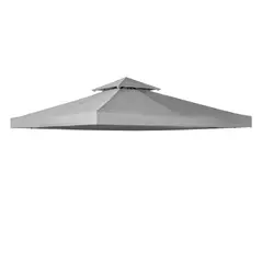 Outsunny 3(m) Gazebo Top Cover Double Tier Canopy Replacement Pavilion Roof Light Grey - 1