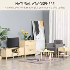 HOMCOM Nightstand with Rattan Drawer and Storage Shelf, Bedside End Table for Bedroom, Living Room - 6