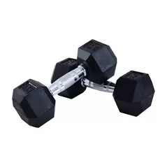 HOMCOM 2x8kg Hex Dumbbell Rubber Weights Sets Hexagonal Gym Fitness Lifting Home - 1