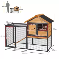 PawHut Rabbit Hutch Guinea Pig Hutch Wood-metal Elevated Guinea Pig House Pet Bunny Cage for Outdoor 122 x 63 x 92cm Light Yellow - 3