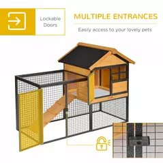 PawHut Rabbit Hutch Guinea Pig Hutch Wood-metal Elevated Guinea Pig House Pet Bunny Cage for Outdoor 122 x 63 x 92cm Light Yellow - 5