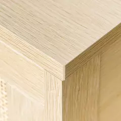 HOMCOM Nightstand with Rattan Drawer and Storage Shelf, Bedside End Table for Bedroom, Living Room - 9