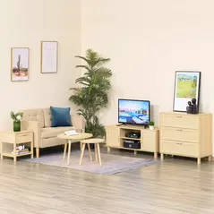 HOMCOM Nightstand with Rattan Drawer and Storage Shelf, Bedside End Table for Bedroom, Living Room - 8