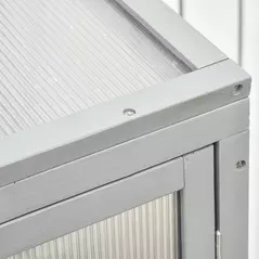 Outsunny Wooden Cold Frame Greenhouse Polycarbonate Garden Grow House for Flower Vegetable Plants with Adjustable Shelf, Double Doors, 76 x 47 x 110cm, Light Grey - 8