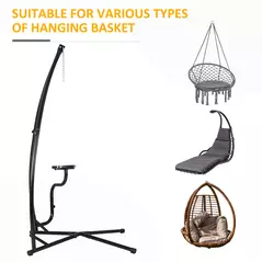 Outsunny Hammock Chair Stand Only Construction Heavy Duty Metal C-Stand for Hanging Hammock Chair Porch Swing Indoor or Outdoor Use - 7