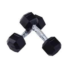 HOMCOM 2x6kg Hex Dumbbells Set Rubber Dumbbells Weight Lifting Equipment Fitness Home Gym - 1