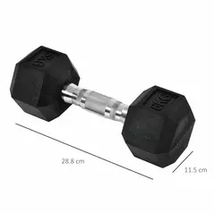 HOMCOM 2x6kg Hex Dumbbells Set Rubber Dumbbells Weight Lifting Equipment Fitness Home Gym - 3