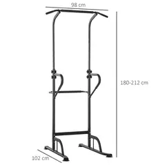HOMCOM Power Tower Dip Station Pull Up Bar Multi-Function Push Up Equipment with Adjustable Height for Home Gym Strength Training Workout Fitness - 3