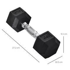 HOMCOM 2x4kg Rubber Dumbbell Sports Hex Weights Sets Home Gym Fitness Hexagonal Dumbbells Kit Weight Lifting Exercise - 3