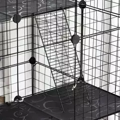 PawHut Pet Playpen DIY Small Animal Cage Enclosure Metal Wire Fence 39 Panels with 3 Doors 2 Ramps for Kitten Bunny Chinchilla Pet Mink Black - 8