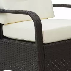 Outsunny 3 Pieces Rattan Bistro Set with Furniture Cover, Wicker Garden Furniture Set, Glass Top Coffee Table and Chairs with Cushions for Outdoor, Patio, Balcony, Cream White - 7