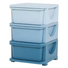 HOMCOM 3 Drawers Plastic Storage Units, 3 Tier Kids Storage Units, Children Toy Chest for Nursery, Playroom, Bedroom, Blue - 1