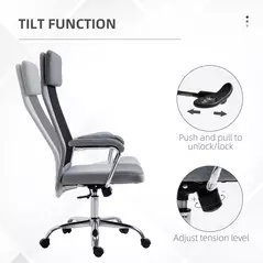 Vinsetto Office Chair, Ergonomic Desk Chair, High Back Computer Chair with Adjustable Height, Swivel Rolling Wheels, Mesh Back and Linen-Feel Fabric Seat for Home and Study, Grey - 5