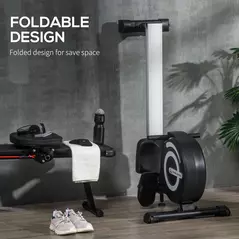 HOMCOM Folding Rowing Machine, Magnetic Rower Machine with 8 Levels Quiet Resistance, LCD Monitor, Wheels, Aluminium Slide Rail, Vertical Storage, 102kg Weight Capacity for Home Gym Cardio Training - 7