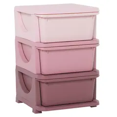 HOMCOM 3 Drawers Plastic Storage Units, 3 Tier Kids Storage Units, Children Toy Chest for Nursery, Playroom, Bedroom, Pink - 1