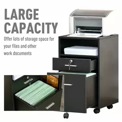 Vinsetto Lockable Two-Drawer Filing Cabinet, with Wheels - Black - 6