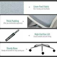 Vinsetto Home Office Chair Comfortable Computer Desk Chair Swivel Task Chair with Golden Base, Vanity Chair for Teens Adults Bedroom, Beige - 6