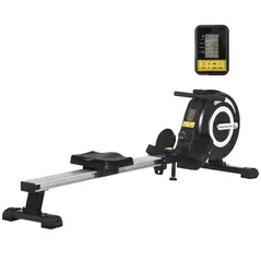 HOMCOM Folding Rowing Machine, Magnetic Rower Machine with 8 Levels Quiet Resistance, LCD Monitor, Wheels, Aluminium Slide Rail, Vertical Storage, 102kg Weight Capacity for Home Gym Cardio Training - 1