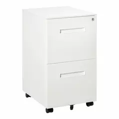 Vinsetto Metal Mobile File Cabinet with Wheels, Lockable 2 Drawer Filing Cabinet for A4, Legal, Letter, Compact Under Desk Storage Unit with Pre-Assembled Body for Home Office, 39 x 48 x 67cm, White - 1