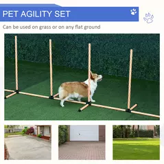PawHut Dog Agility Equipment Pet Outdoor Training Play Run Obstacle w/ 6 Weaves Poles Whistle Carrying Bag - 5