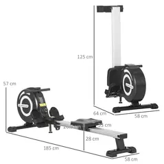 HOMCOM Folding Rowing Machine, Magnetic Rower Machine with 8 Levels Quiet Resistance, LCD Monitor, Wheels, Aluminium Slide Rail, Vertical Storage, 102kg Weight Capacity for Home Gym Cardio Training - 3