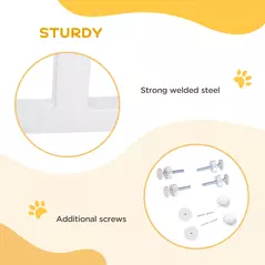 PawHut Dog Gate Pet Safety Gate Stair Barrier Pressure Fit Adjustable 76-82/86-97/101-107 cm, White - 6