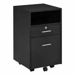 Vinsetto Lockable Two-Drawer Filing Cabinet, with Wheels - Black - 1