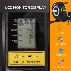 HOMCOM Folding Rowing Machine, Magnetic Rower Machine with 8 Levels Quiet Resistance, LCD Monitor, Wheels, Aluminium Slide Rail, Vertical Storage, 102kg Weight Capacity for Home Gym Cardio Training - 5