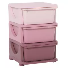 HOMCOM 3 Drawers Plastic Storage Units, 3 Tier Kids Storage Units, Children Toy Chest for Nursery, Playroom, Bedroom, Pink - 1