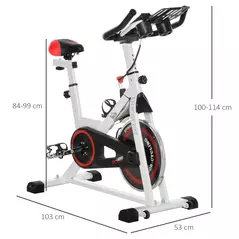 HOMCOM Exercise Bike, 8kg Flywheel Stationary Bike Indoor Cycling Machine with Adjustable Resistance Seat Handlebar, White - 3