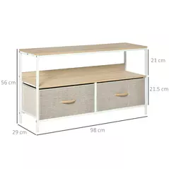 HOMCOM TV Stand Cabinet with 2 Foldable Drawers - Maple Colour - 3