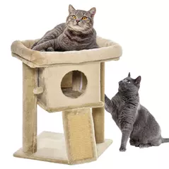 PawHut Cat Tree Tower for Indoor Cats Cat Scratching Post Climbing Activity Centre w/Jute Scratching Pad, Toy Ball, Cat House - Coffee - 1
