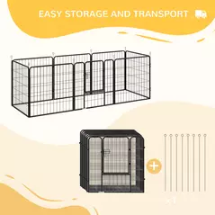 PawHut 8 Panels Heavy Duty Puppy Playpen, for Small and Medium Dogs, Indoor and Outdoor Use - Black - 5