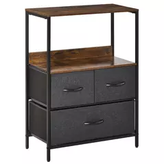 HOMCOM 3 Drawer Storage Chest Unit Home Cabinet w/ Shelves Home Living Room Bedroom Entryway Living Furniture, Black - 1