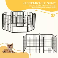 PawHut 8 Panels Heavy Duty Puppy Playpen, for Small and Medium Dogs, Indoor and Outdoor Use - Black - 4