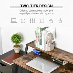HOMCOM Writing Desk Computer Table Home Office PC Laptop Workstation Storage Shelf 84L x 45W cm Rustic Brown - 4