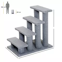 PawHut Dog Steps for Bed 4 Step Pet Stairs for Sofa Dog Cat Climb Ladder 63x43x60 cm Grey - 3
