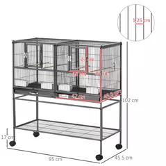 PawHut Large Bird Cage Parrot Cage with Divider, Slide Tray for Finch Canaries Parakeets Cockatiels, 95 x 45.5 x 102 cm - 3