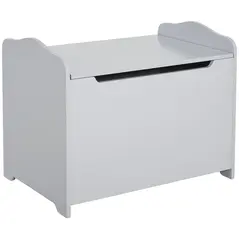 HOMCOM Wooden Kids Toy Box Children Storage Organizer Chest Safety Hinge Playroom Furniture Grey - 1