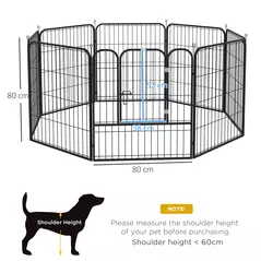 PawHut 8 Panels Heavy Duty Puppy Playpen, for Small and Medium Dogs, Indoor and Outdoor Use - Black - 3
