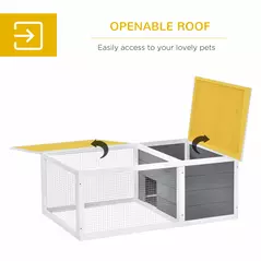 PawHut Rabbit Hutch Guinea Pig Hutch Wooden Small Animal Cage Rabbit Run Duck House with Openable Roof for Indoor Outdoor 115 x 66 x 47.5 cm - 5