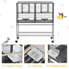 PawHut Large Bird Cage Parrot Cage with Divider, Slide Tray for Finch Canaries Parakeets Cockatiels, 95 x 45.5 x 102 cm - 4